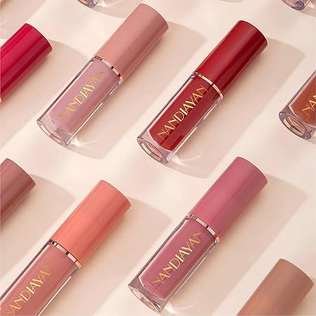 HANDAIYAN 12 Shades Matte & Glossy Lip Glaze Set – Long Lasting, Waterproof, Non-Drying Lip Color Kit